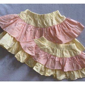 Castles & Crowns ruffle skirt orange yellow seersucker gingham 18-24m 4/5 EUC